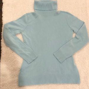 Aqua Light Blue Cashmere Turtleneck Sweater